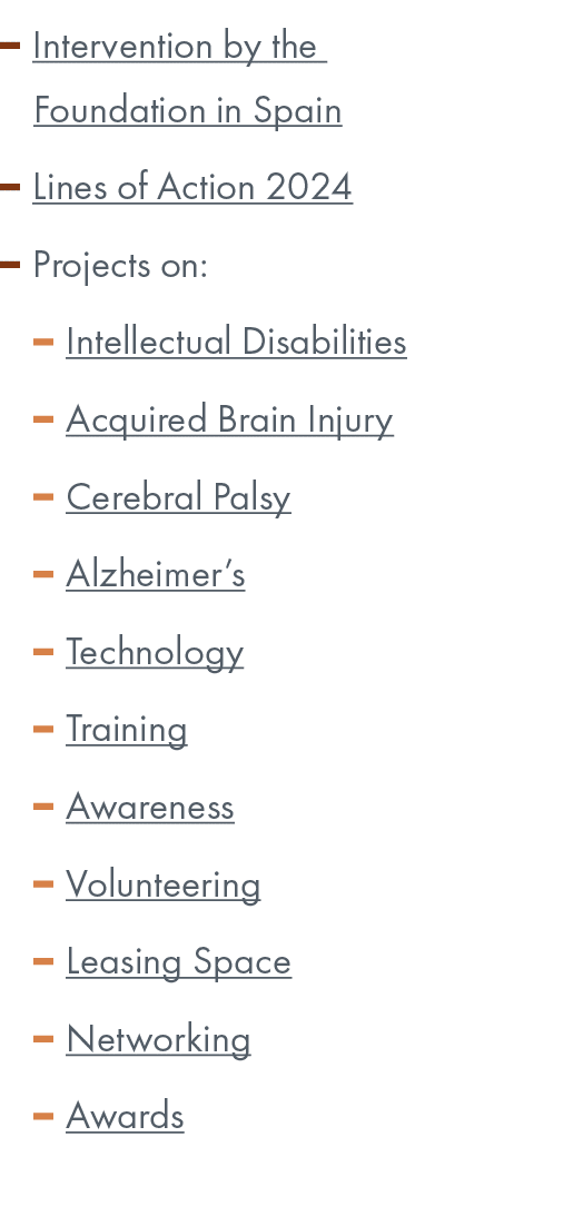 ￼ Intervention by the Foundation in Spain ￼ Lines of Action 2024 ￼ Projects on: ￼ Intellectual Disabilities ￼ Acquire...