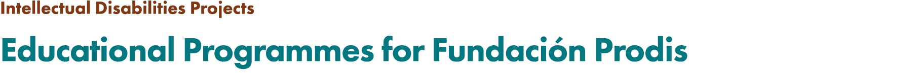 Intellectual Disabilities Projects Educational Programmes for Fundaci n Prodis
