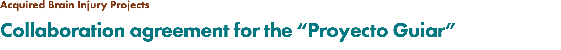 Acquired Brain Injury Projects Collaboration agreement for the “Proyecto Guiar”