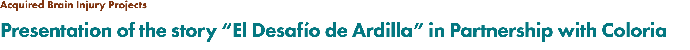 Acquired Brain Injury Projects Presentation of the story “El Desaf o de Ardilla” in Partnership with Coloria