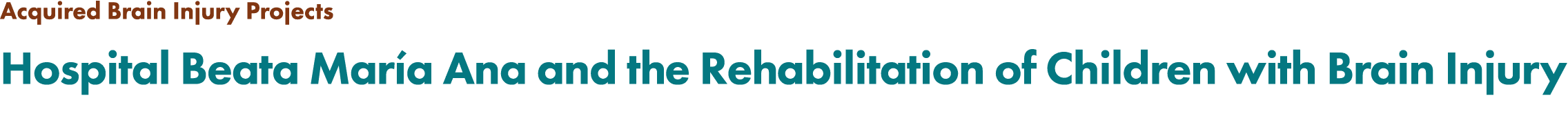 Acquired Brain Injury Projects Hospital Beata Mar a Ana and the Rehabilitation of Children with Brain Injury