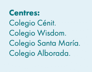 Centres: Colegio C nit. Colegio Wisdom. Colegio Santa Mar a. Colegio Alborada. 
