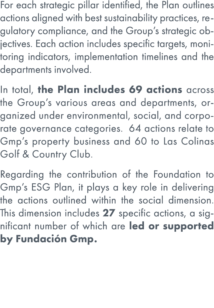 For each strategic pillar identified, the Plan outlines actions aligned with best sustainability practices, regulator...
